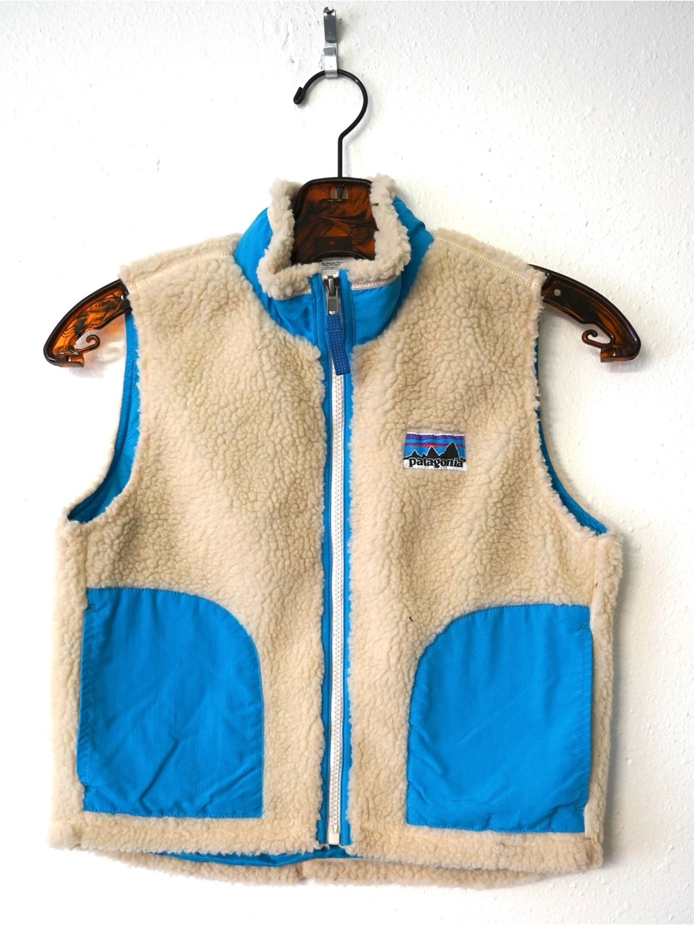 Patagonia Vest Unisex Natural Blue Retro-X Sherpa Fleece Full Zip Size S(8)